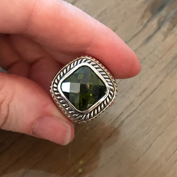 Large Princess Square Sterling Silver Ring18K Gold